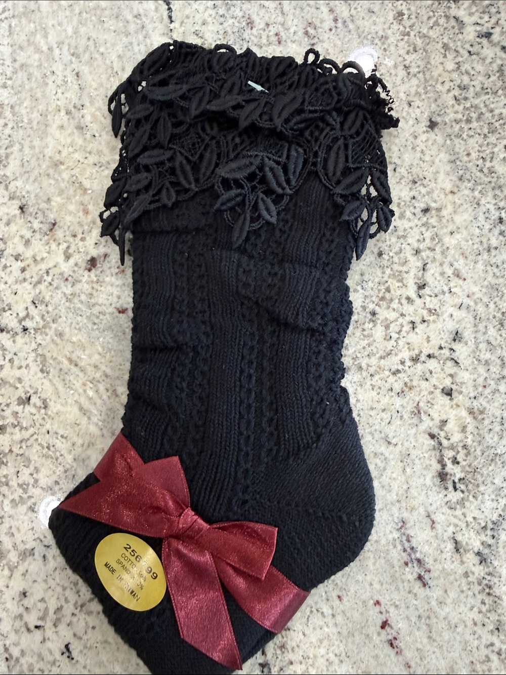 Women’s Black Lace-Trim Knit Boot Socks  NWT